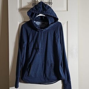 Athleta Pullover Hoodie Slate Blue Thumbholes Kangaroo Pocket Size L